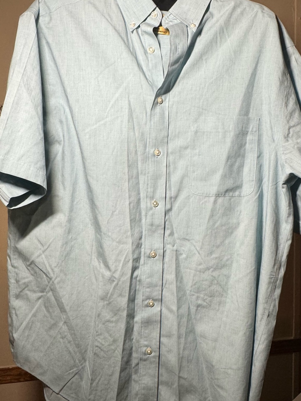 Roundtree & Yorke Pale Blue Short-Sleeve Button-Down Shirt